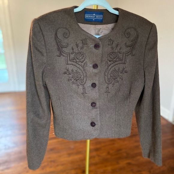 Herman Geist Embroidered Blazer Jacket VTG Wool Blend Folk Castle Scandi Boho - Picture 2 of 12